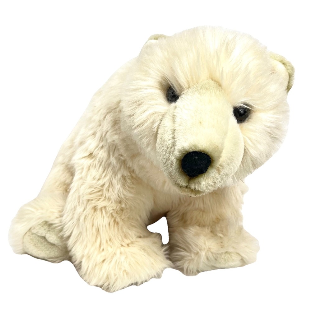 Vintage Aurora Classic 1996 Polar Bear Plush Stuffed Realistic Sitting 14"